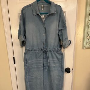 Ashley Stewart jumpsuit denim chain detail 2x new